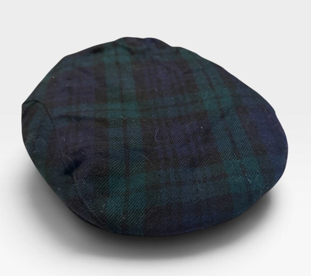 Vintage Highland Crafts Wool Flat Cap Green Tartan Plaid SCOTLAND Size Medium
